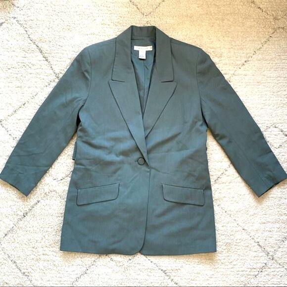 Tweeds Green Wool Blend Tie Belted Blazer Size 8 - Picture 5 of 11
